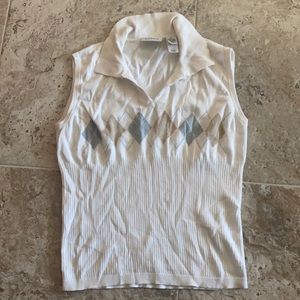 white argyle sweater vest/ top